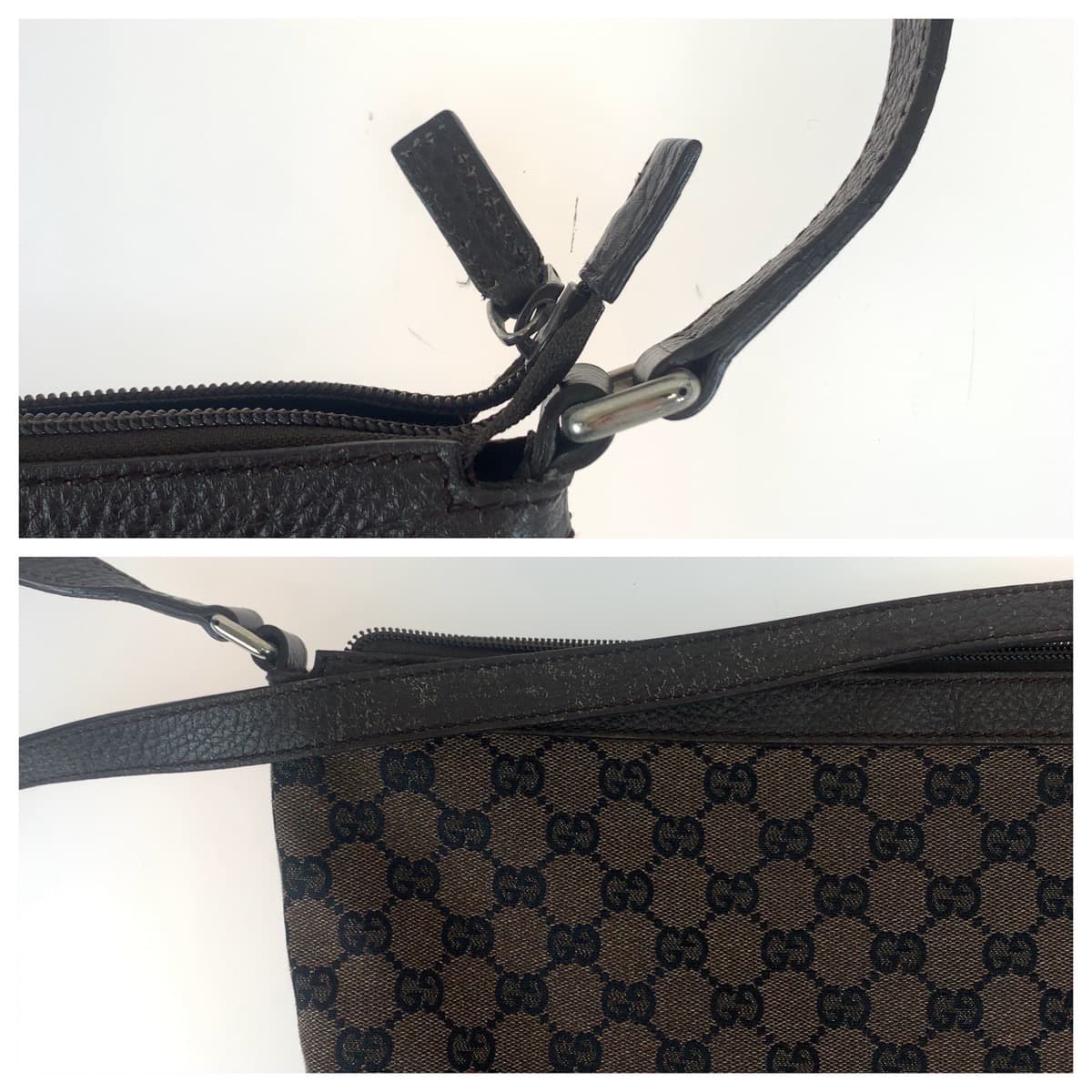 11098
GUCCI グッチ ブラウン シルバー金具 GGキャンバス / レザー 272380 斜め掛け ショルダーバッグ メッセンジャーバッグ  レディース