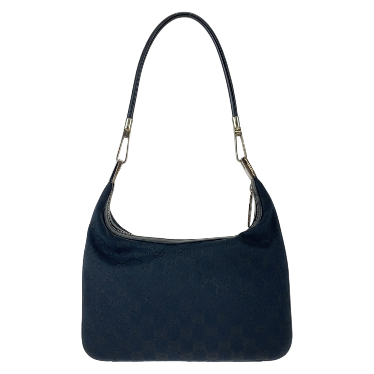 11099
GUCCI グッチ ブラック 黒 シルバー金具 GGキャンバス / レザー 001 3812 ホーボー ショルダーバッグ ハンドバッグ  レディース