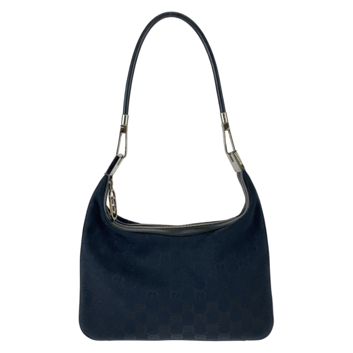 11099
GUCCI グッチ ブラック 黒 シルバー金具 GGキャンバス / レザー 001 3812 ホーボー ショルダーバッグ ハンドバッグ  レディース