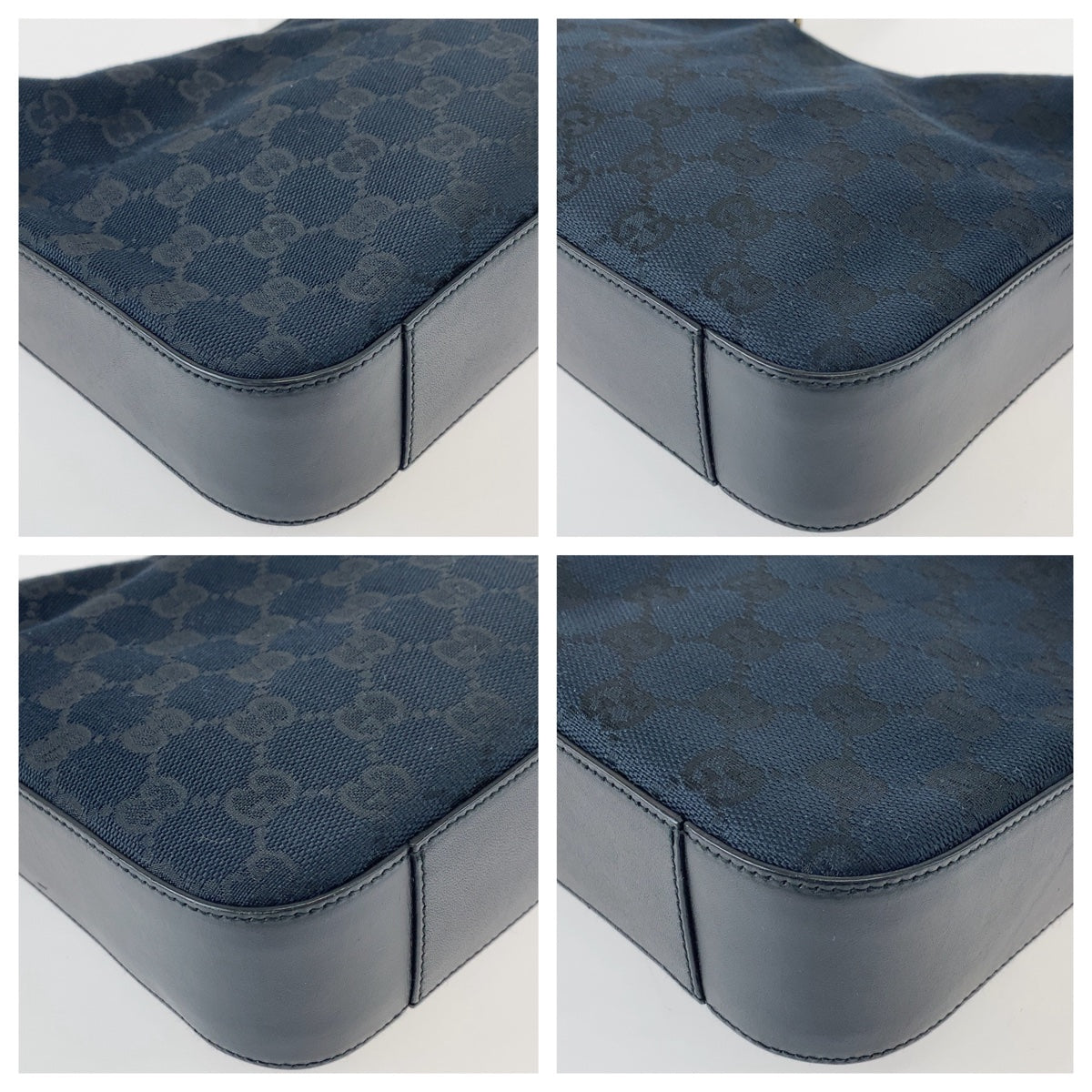 11099
GUCCI グッチ ブラック 黒 シルバー金具 GGキャンバス / レザー 001 3812 ホーボー ショルダーバッグ ハンドバッグ  レディース