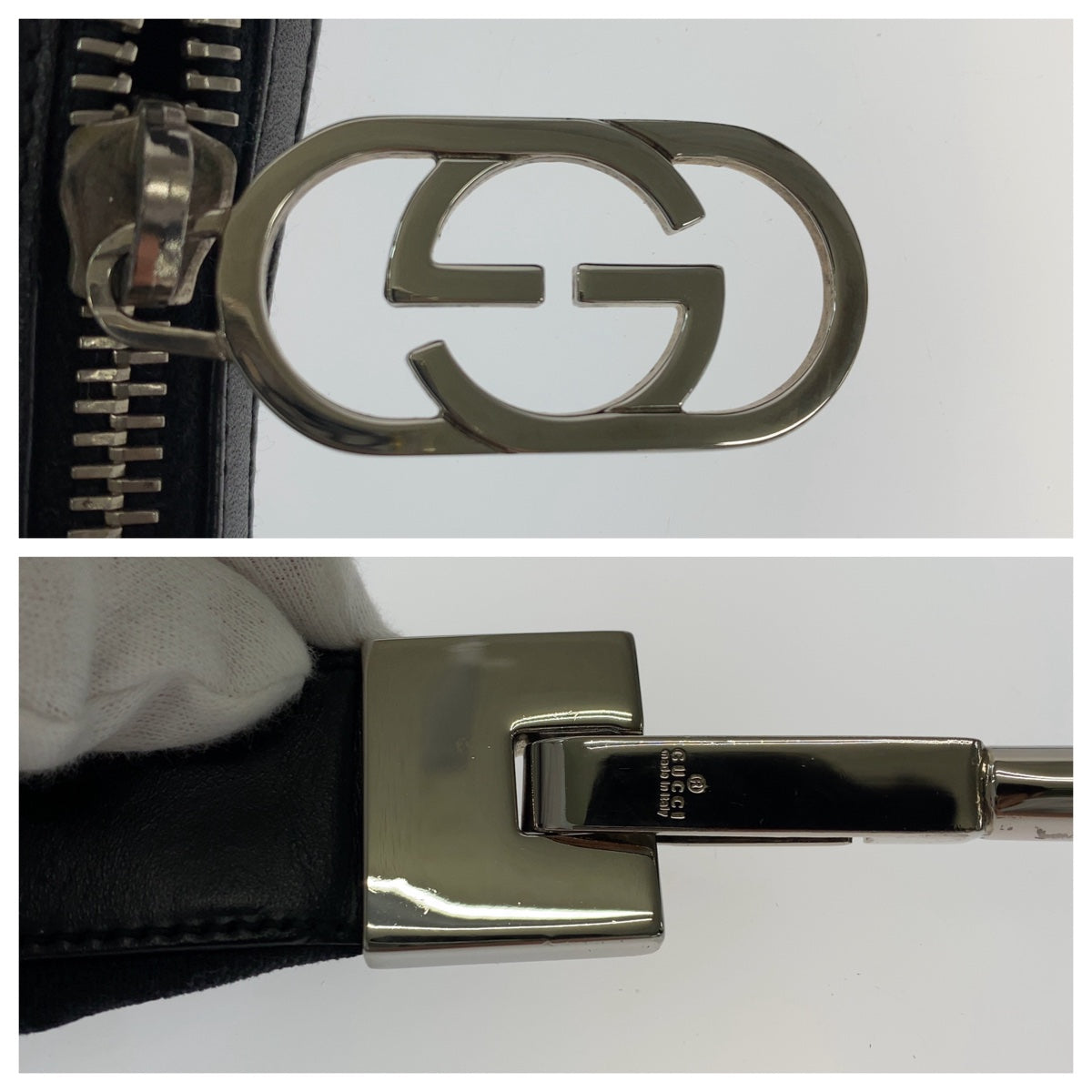 11099
GUCCI グッチ ブラック 黒 シルバー金具 GGキャンバス / レザー 001 3812 ホーボー ショルダーバッグ ハンドバッグ  レディース