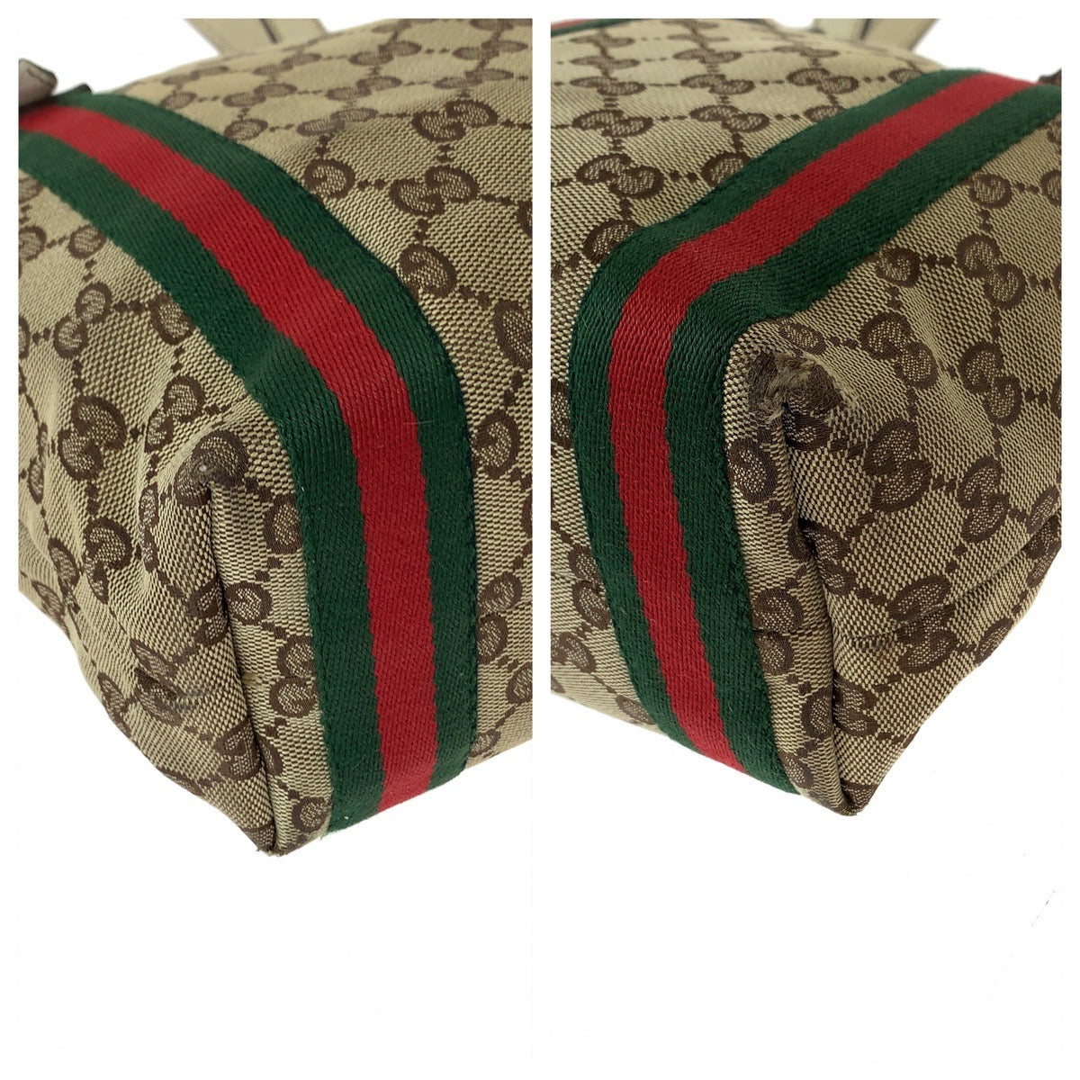 11100
GUCCI グッチ シェリーライン チャーム付き ブラウン アイボリー ゴールド金具 GGキャンバス / レザー 162898 トートバッグ ショルダーバッグ  レディース