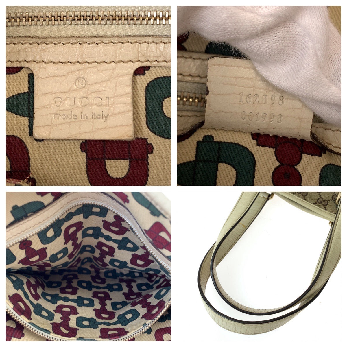 11100
GUCCI グッチ シェリーライン チャーム付き ブラウン アイボリー ゴールド金具 GGキャンバス / レザー 162898 トートバッグ ショルダーバッグ  レディース