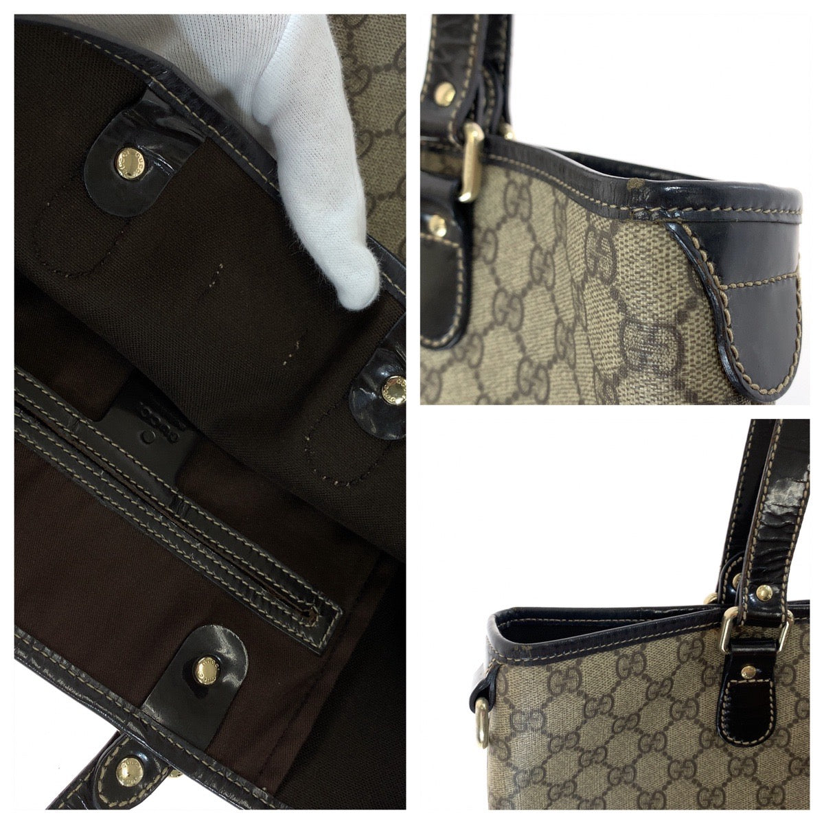 11104
GUCCI グッチ ブラウン ゴールド金具 GGスプリームキャンバス 189896 トートバッグ ハンドバッグ ショルダーバッグ  レディース
