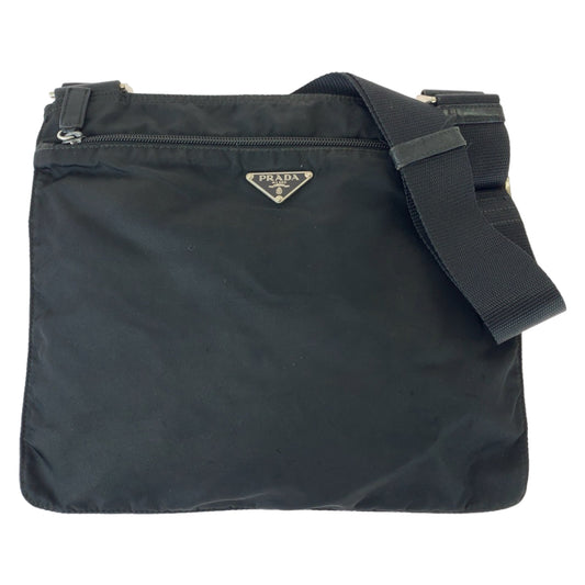 12482
PRADA プラダ テスート 三角ロゴプレート ブラック 黒 シルバー金具 ナイロン 斜め掛け ショルダーバッグ メッセンジャーバッグ  メンズ