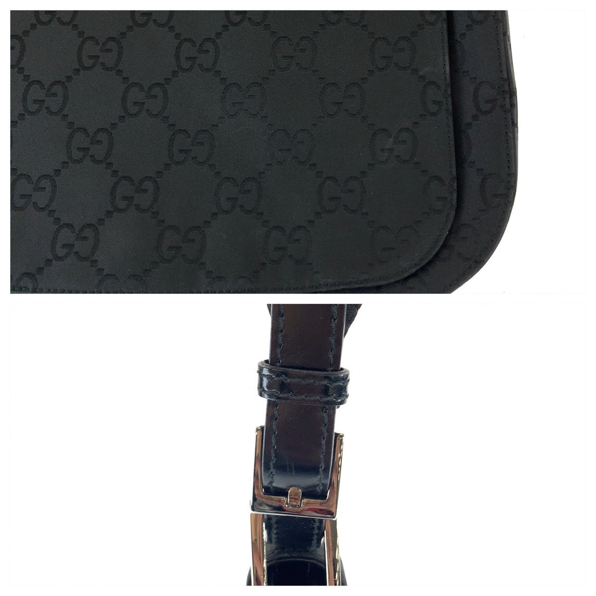 11106
GUCCI グッチ GG柄 ブラック シルバー金具 GGキャンバス 001 3195 002214 ホーボー ショルダーバッグ  レディース