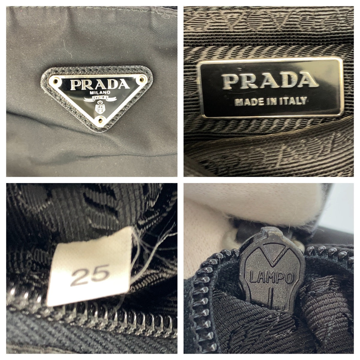 11110
PRADA プラダ テスート 三角ロゴプレート ブラック 黒 シルバー金具 ナイロン 斜め掛け ショルダーバッグ  レディース