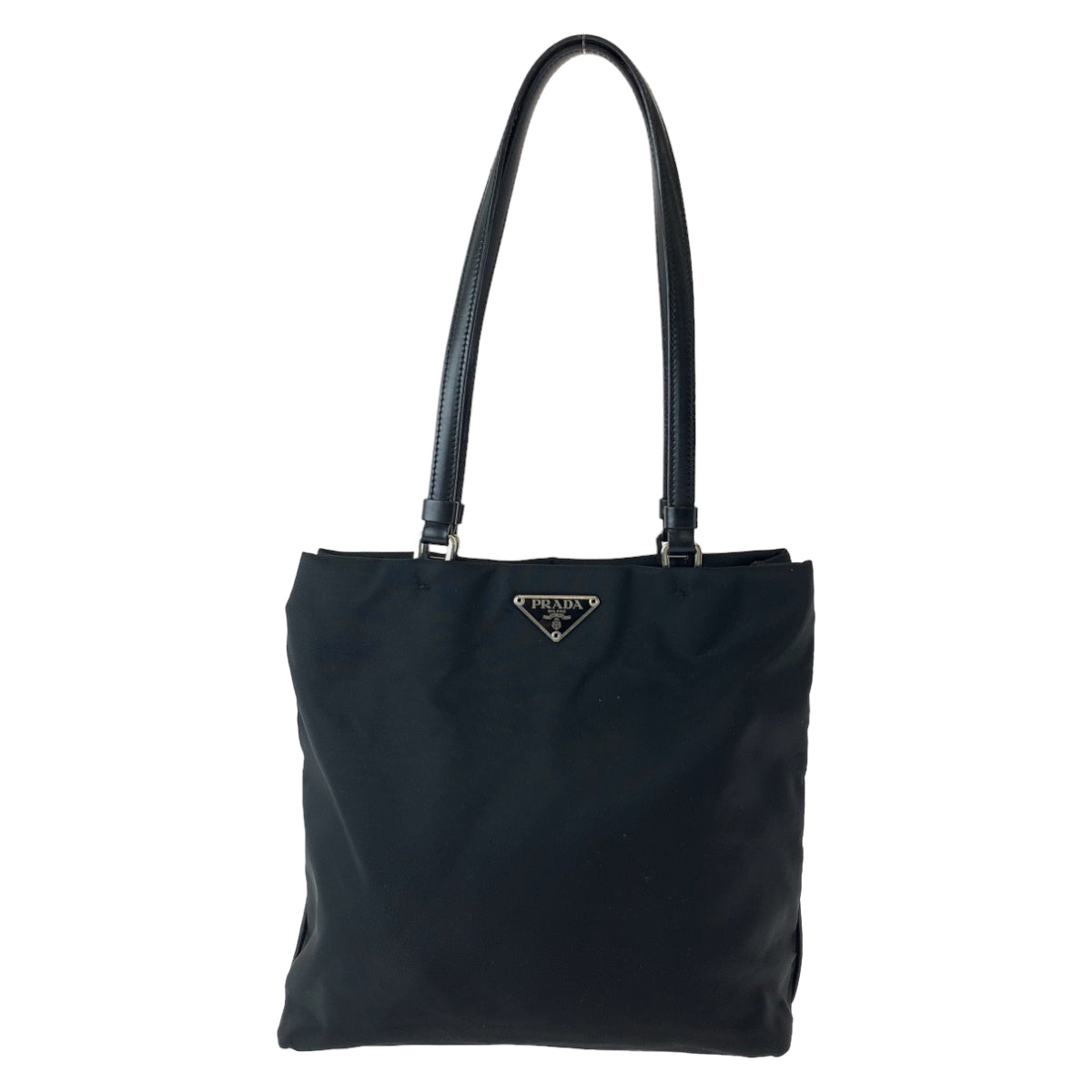 11111
PRADA プラダ テスート 三角ロゴプレート ブラック 黒 シルバー金具 ナイロン トートバッグ ショルダーバッグ  レディース