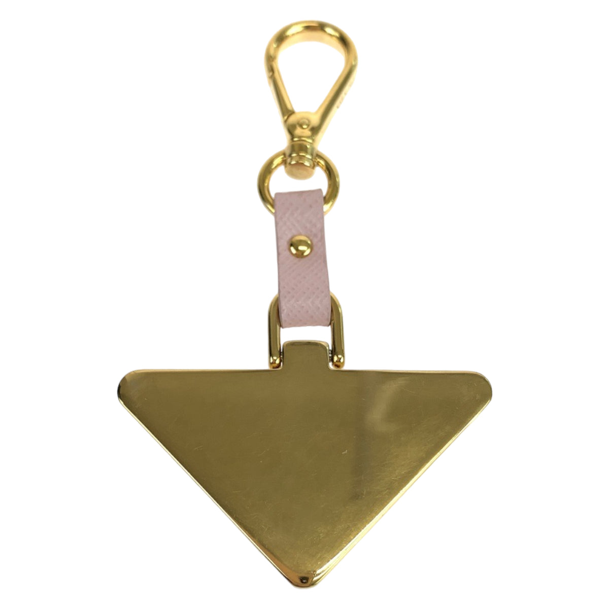 PRADA Prada Saffiano Triangle Pink Gold Hardware Leather 1PP128053E18 Keychain for Women