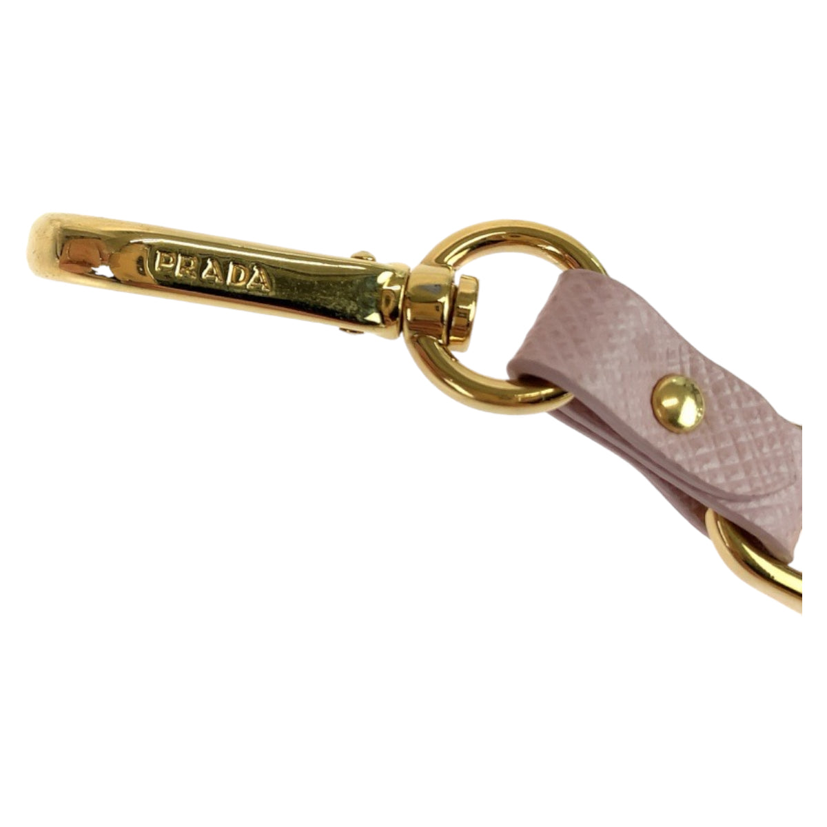 PRADA Prada Saffiano Triangle Pink Gold Hardware Leather 1PP128053E18 Keychain for Women