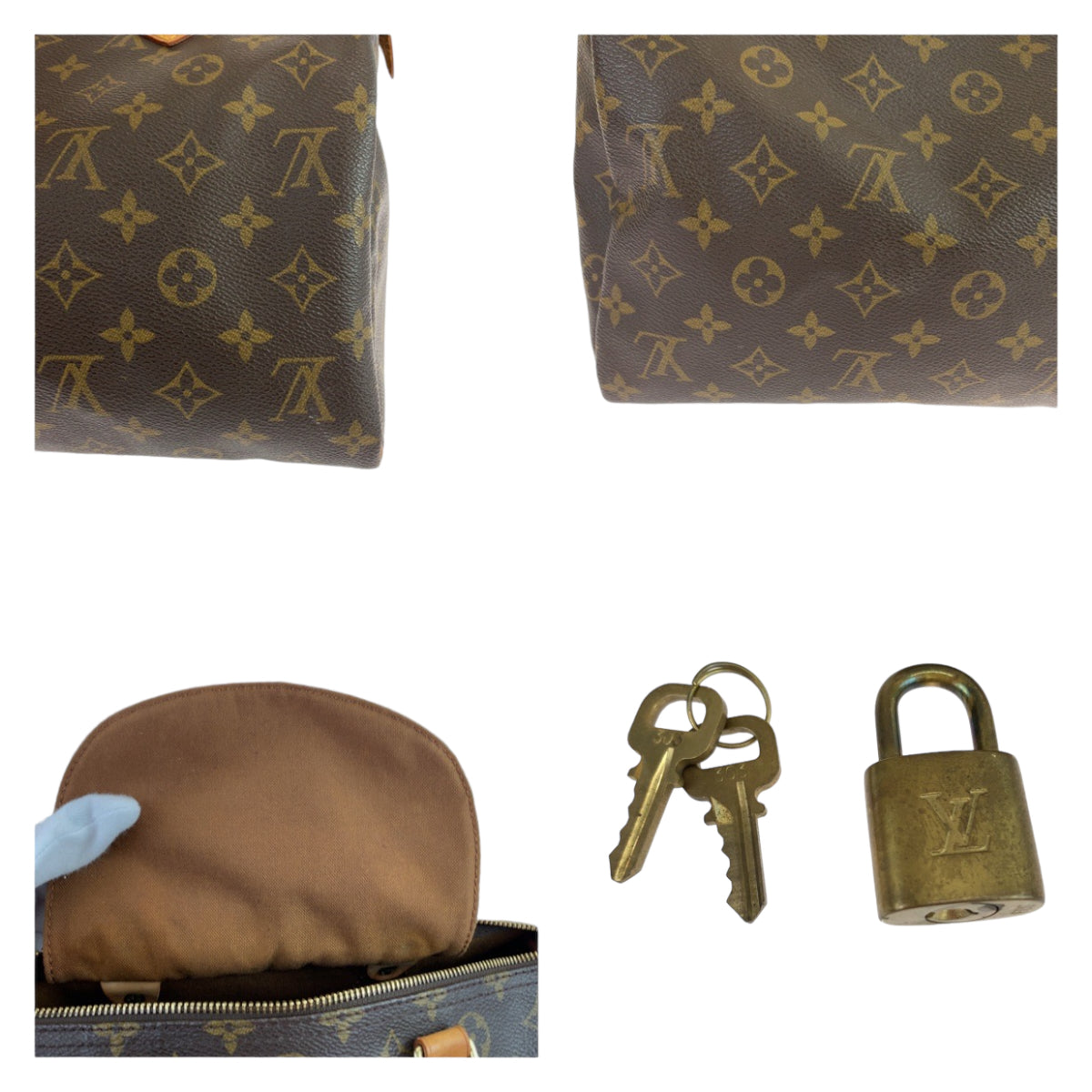 LOUIS VUITTON ルイヴィトン モノグラム スピーディ30 ブラウン 茶 ゴールド金具 PVC M41526 ボストンバッグ ハンドバッグ  レディース