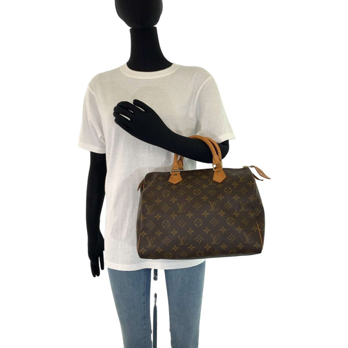 LOUIS VUITTON ルイヴィトン モノグラム スピーディ30 ブラウン 茶 ゴールド金具 PVC M41526 ボストンバッグ ハンドバッグ  レディース