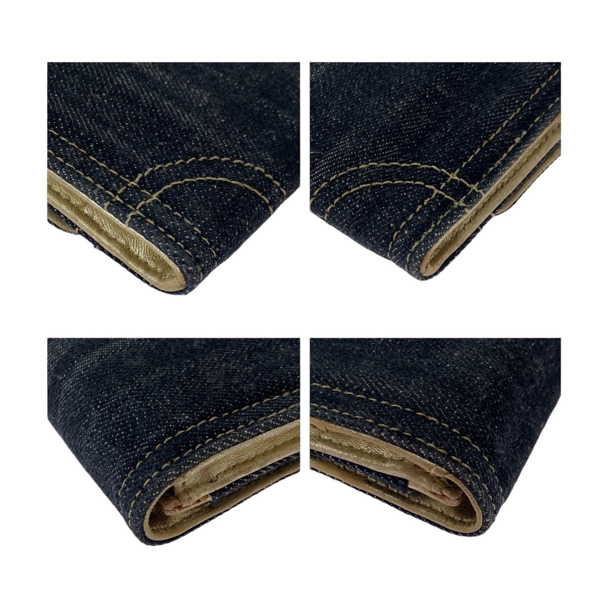 12849
CHANEL シャネル ココマーク ブルー ゴールド ゴールド金具 デニム / レザー 折財布 コンパクトウォレット  レディース