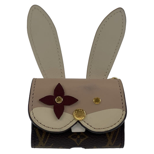 LOUIS VUITTON ルイヴィトン モノグラム エテュイ イヤホン ピンク ブラウン ホワイト ゴールド金具 レザー / PVC GI0863 エアポッズケース AirPods/AirPods Proケース  レディース