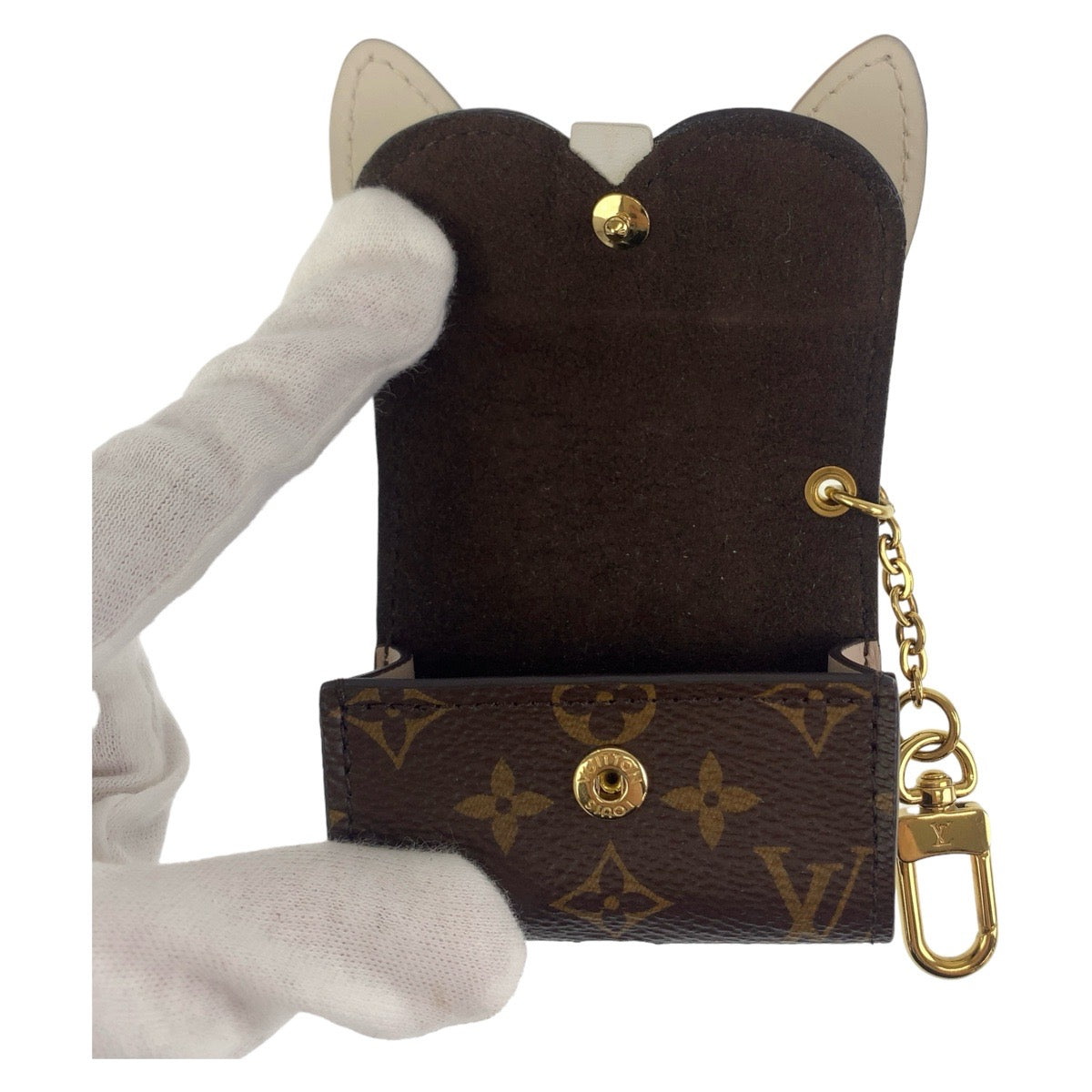 LOUIS VUITTON ルイヴィトン モノグラム エテュイ イヤホン ピンク ブラウン ホワイト ゴールド金具 レザー / PVC GI0863 エアポッズケース AirPods/AirPods Proケース  レディース