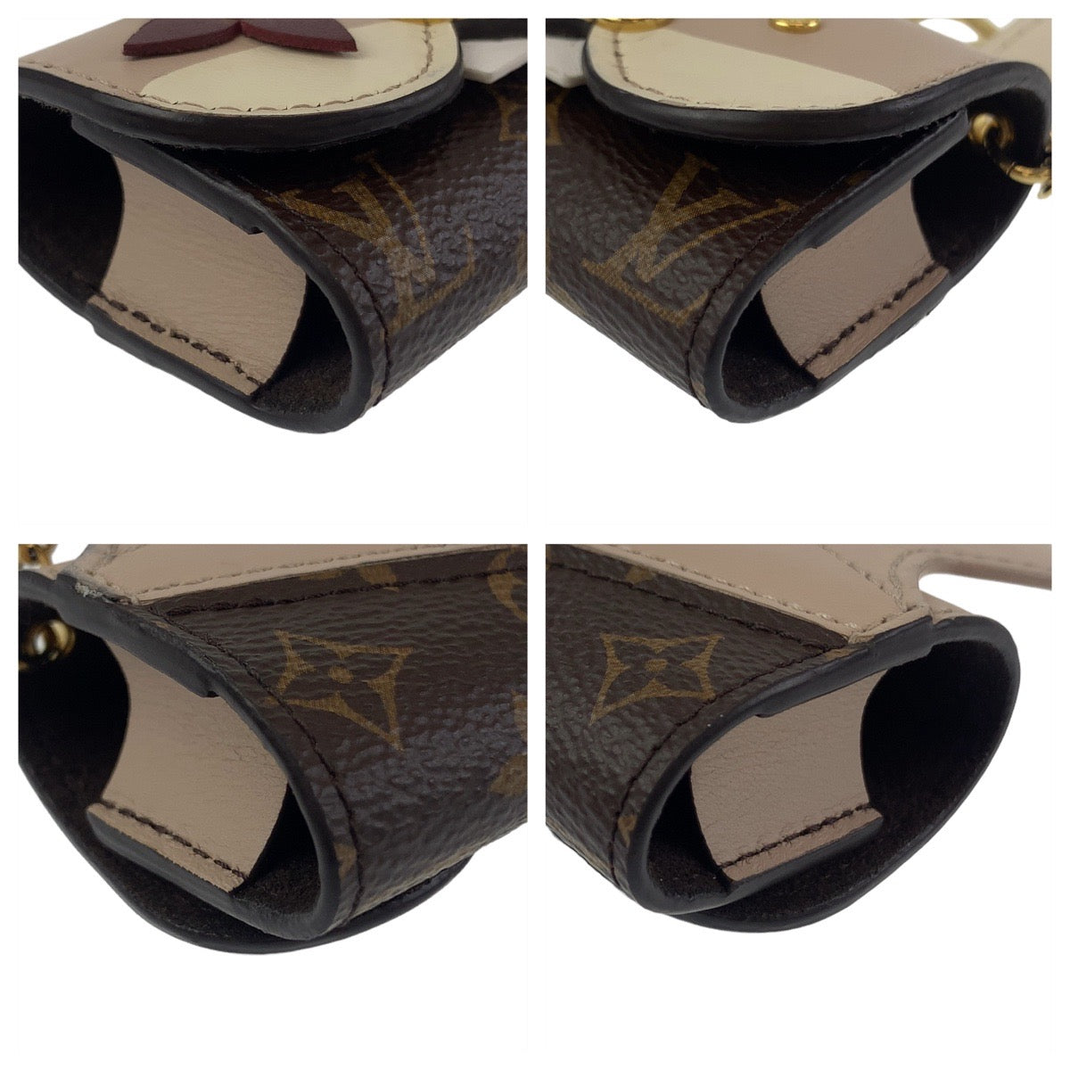 LOUIS VUITTON ルイヴィトン モノグラム エテュイ イヤホン ピンク ブラウン ホワイト ゴールド金具 レザー / PVC GI0863 エアポッズケース AirPods/AirPods Proケース  レディース