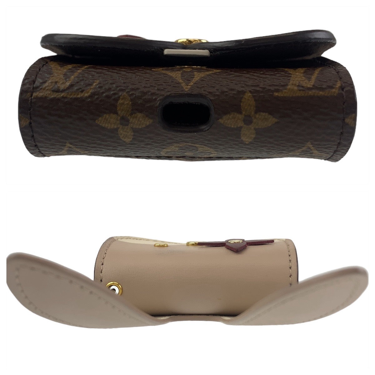 LOUIS VUITTON ルイヴィトン モノグラム エテュイ イヤホン ピンク ブラウン ホワイト ゴールド金具 レザー / PVC GI0863 エアポッズケース AirPods/AirPods Proケース  レディース