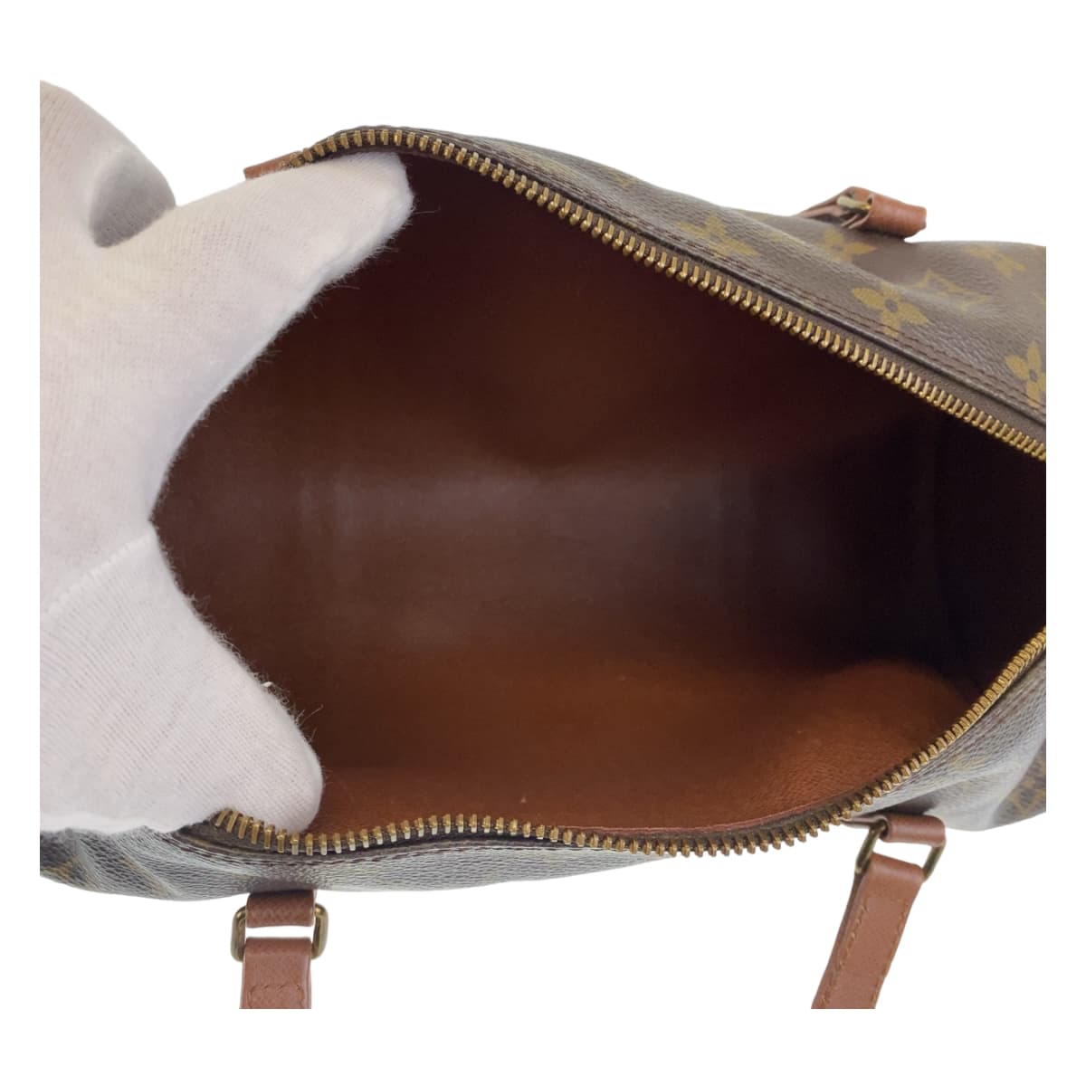 LOUIS VUITTON ルイヴィトン モノグラム パピヨン ポーチ付き ブラウン ゴールド金具 PVC M51366 ハンドバッグ ショルダーバッグ  レディース