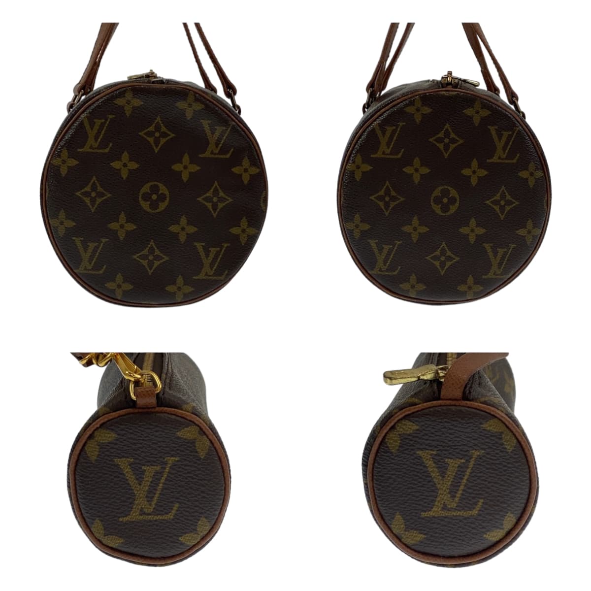 LOUIS VUITTON ルイヴィトン モノグラム パピヨン ポーチ付き ブラウン ゴールド金具 PVC M51366 ハンドバッグ ショルダーバッグ  レディース