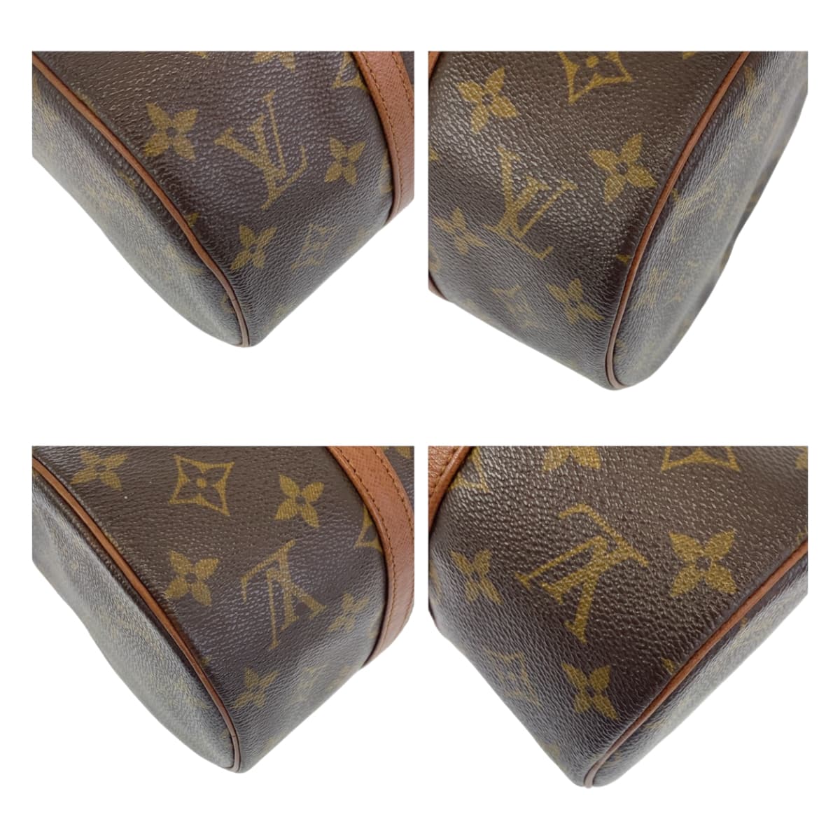 LOUIS VUITTON ルイヴィトン モノグラム パピヨン ポーチ付き ブラウン ゴールド金具 PVC M51366 ハンドバッグ ショルダーバッグ  レディース