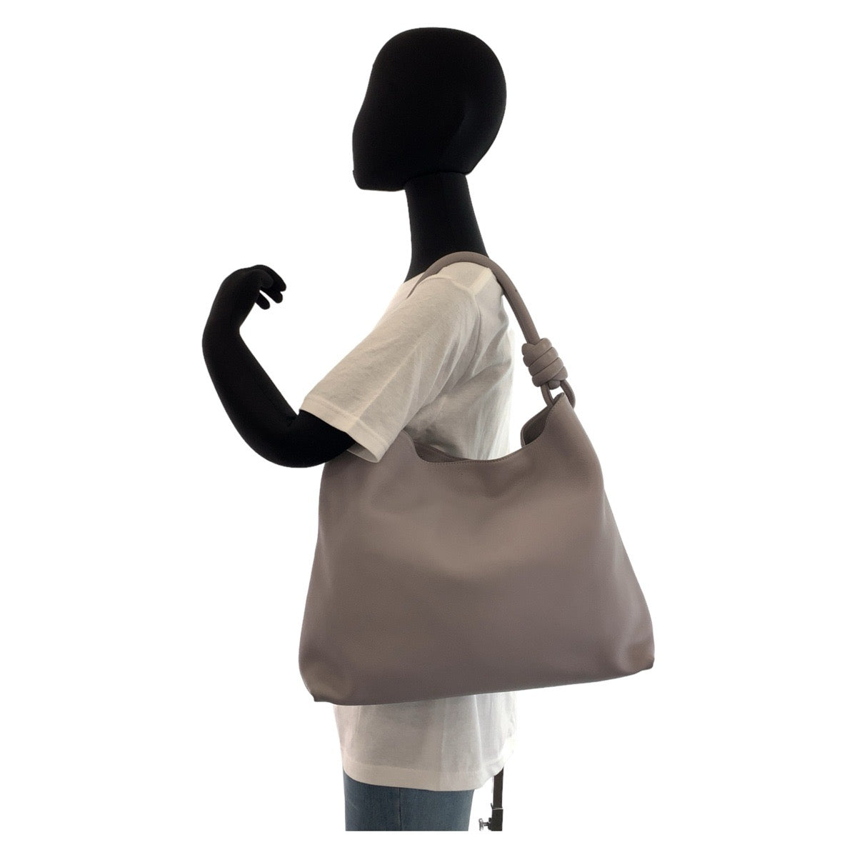 LOEWE ロエベ アナグラム フラメンコ ホーボー スモール グレー 灰色 レザー ショルダーバッグ ハンドバッグ  レディース