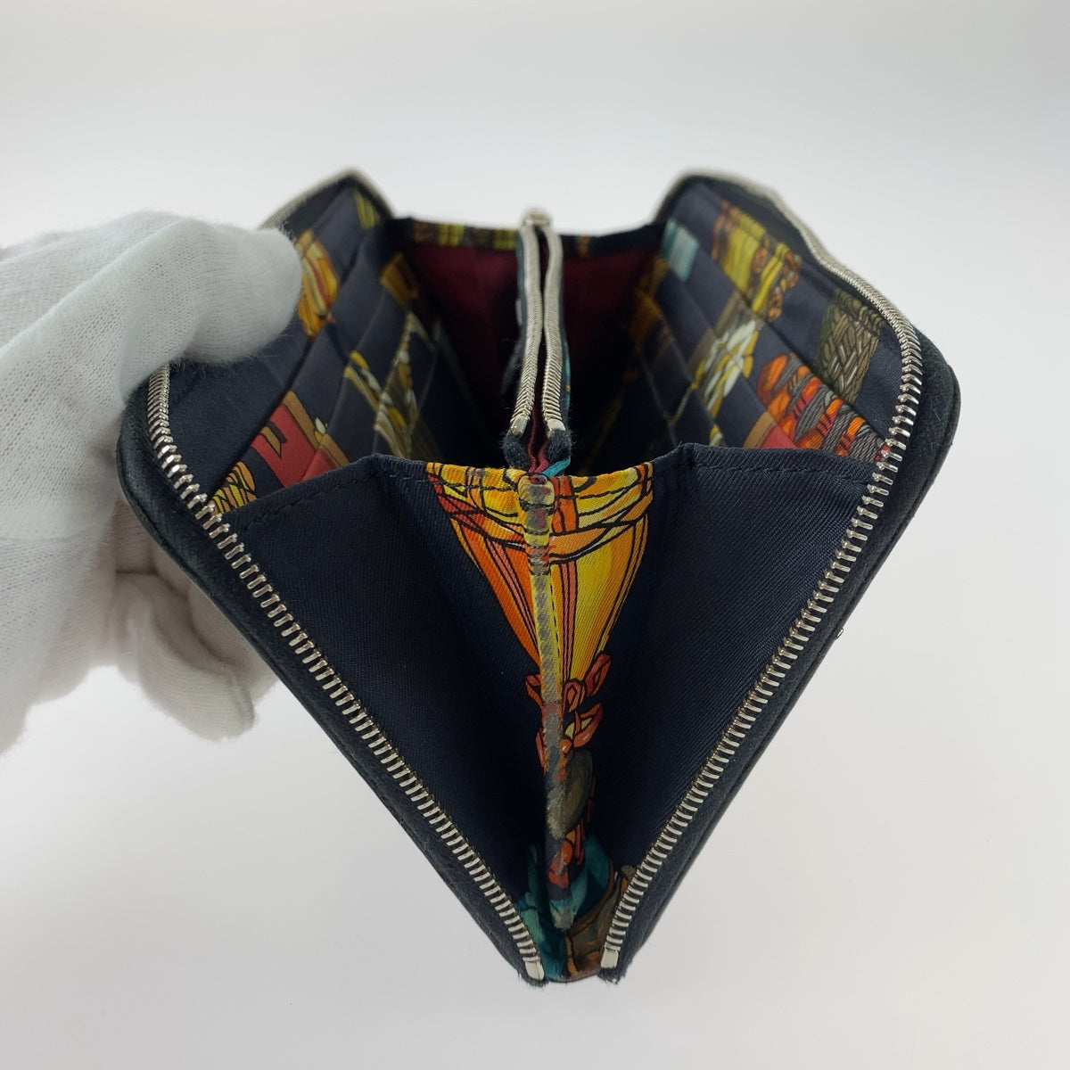HERMES エルメス アザップシルクインロング ブラック 黒 シルバー金具 ヴォーエプソン 長財布 ラウンドファスナー 男女兼用 □M刻印  メンズ