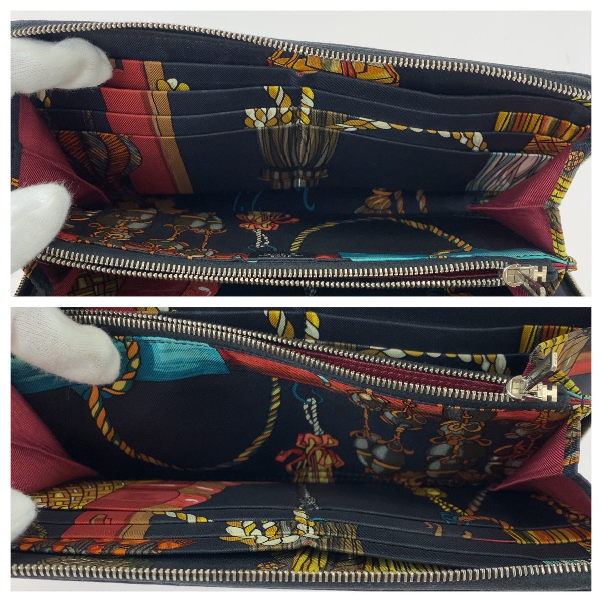 HERMES エルメス アザップシルクインロング ブラック 黒 シルバー金具 ヴォーエプソン 長財布 ラウンドファスナー 男女兼用 □M刻印  メンズ