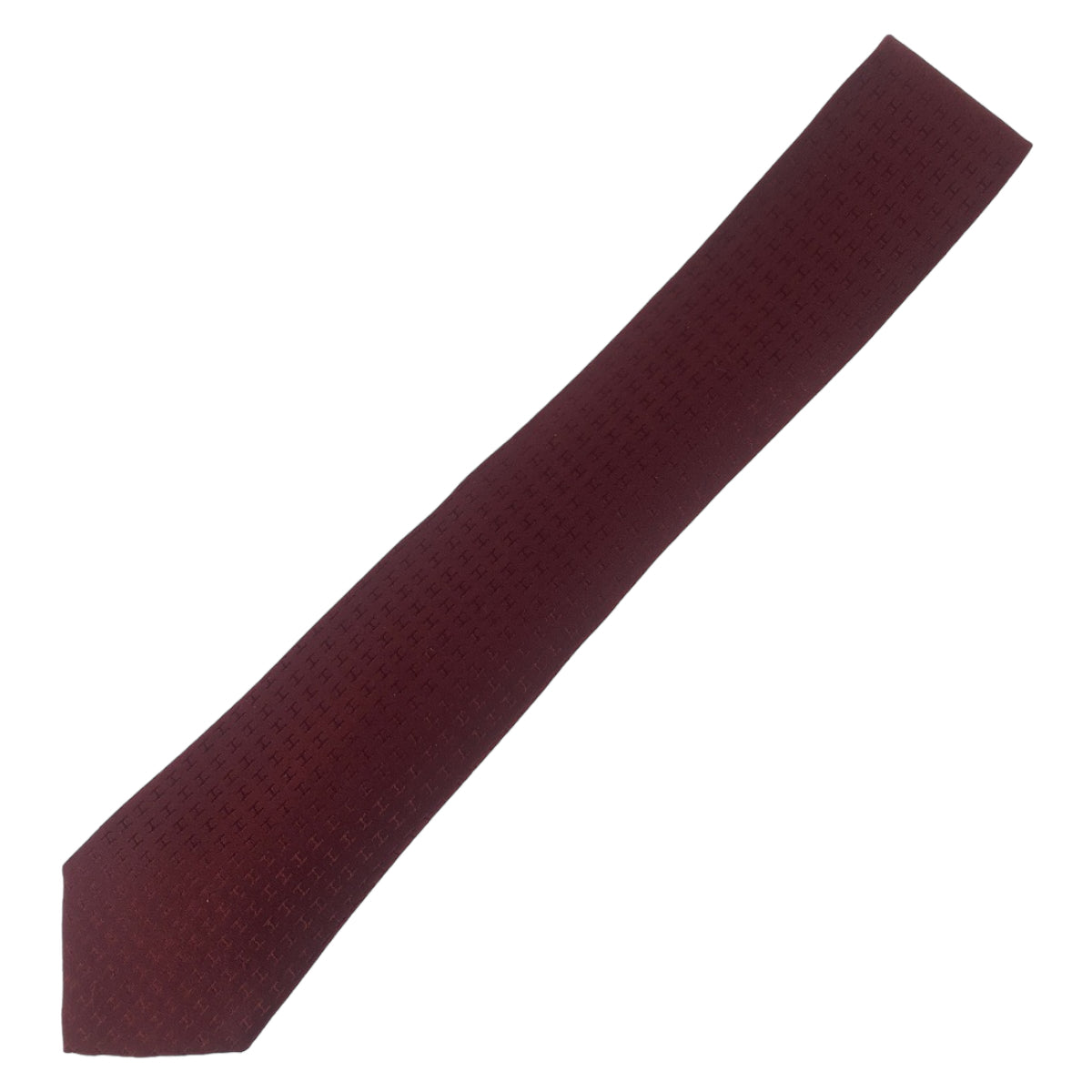 HERMES エルメス Hロゴ ワインレッド ボルドー シルク ネクタイ 剣先8cm  メンズ