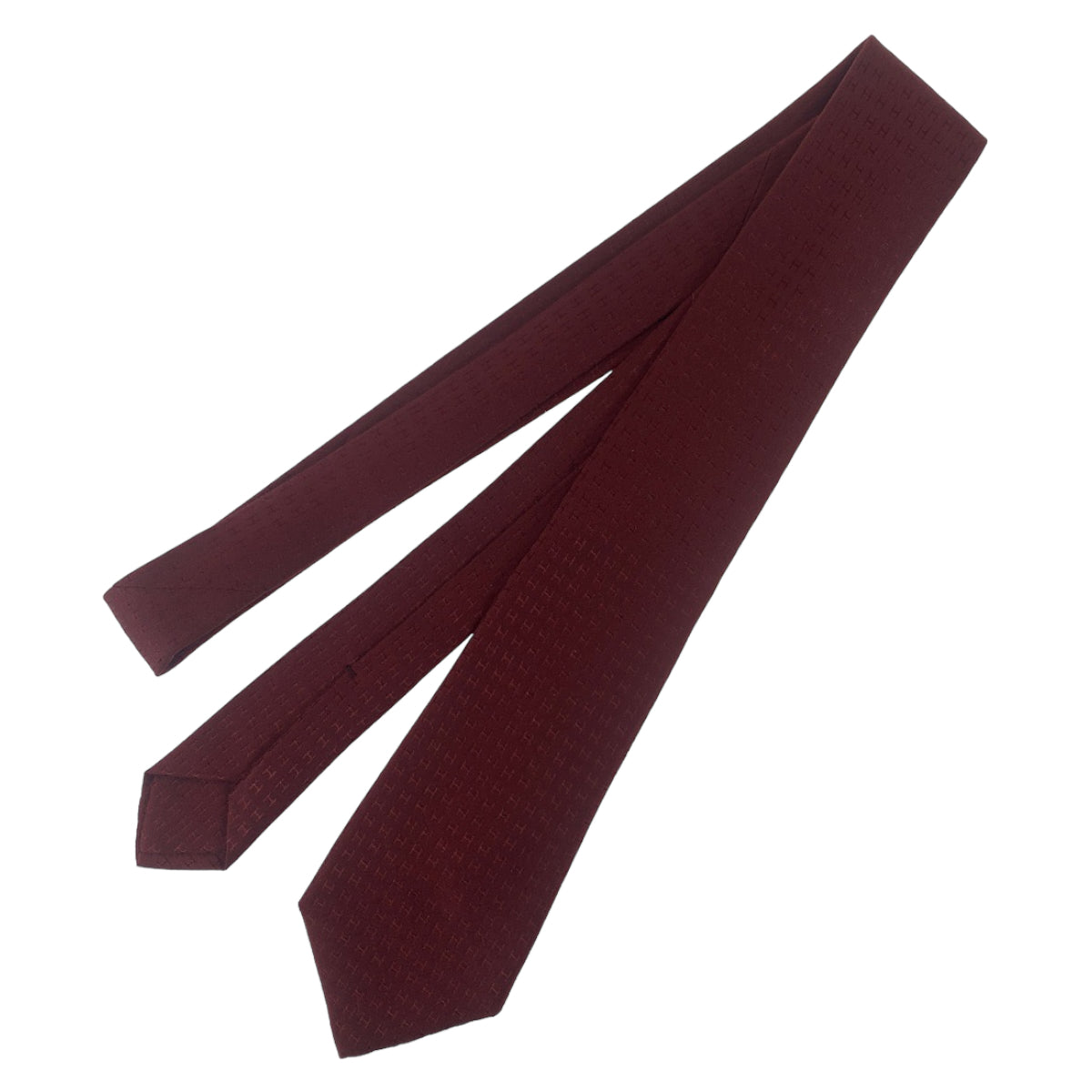 HERMES エルメス Hロゴ ワインレッド ボルドー シルク ネクタイ 剣先8cm  メンズ