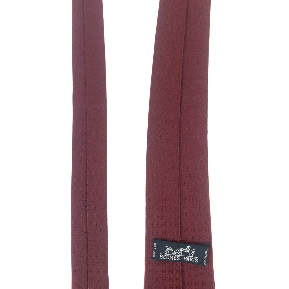 HERMES エルメス Hロゴ ワインレッド ボルドー シルク ネクタイ 剣先8cm  メンズ