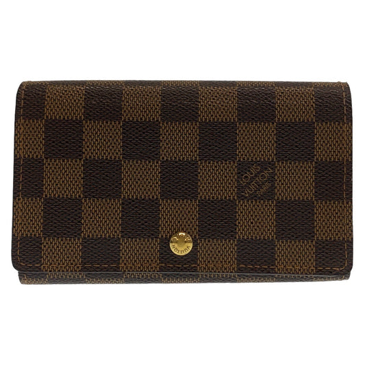 11123
 LOUIS VUITTON Damier Portefeuille Tresor Brown Gold Hardware PVC N61730 Folding Wallet Compact Wallet Women's