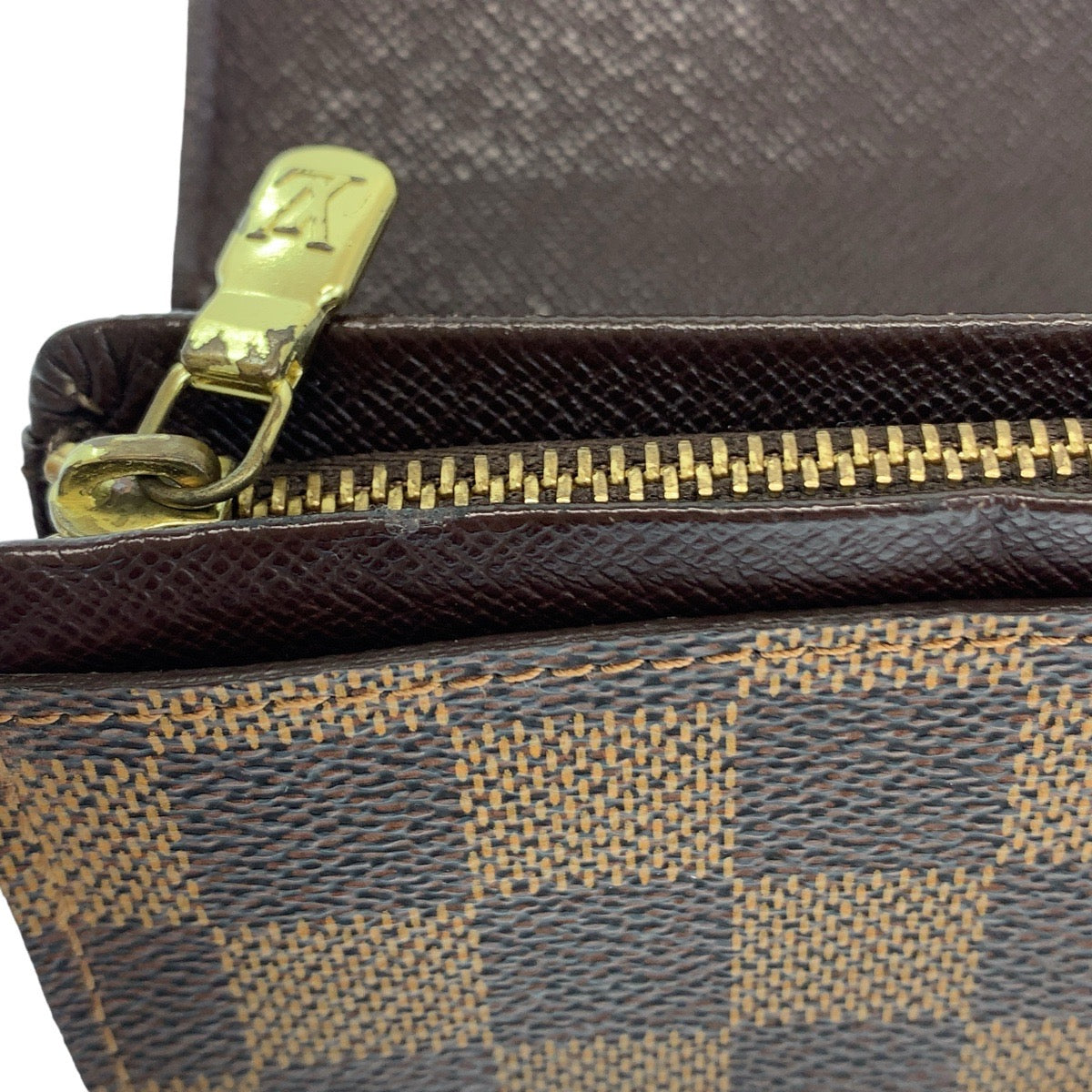 11123
 LOUIS VUITTON Damier Portefeuille Tresor Brown Gold Hardware PVC N61730 Folding Wallet Compact Wallet Women's