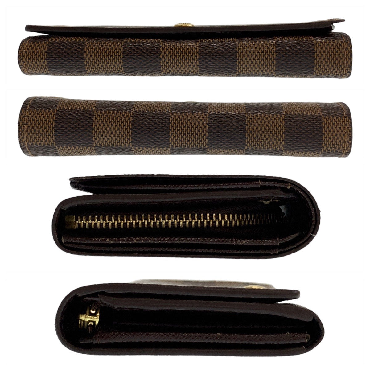 11123
 LOUIS VUITTON Damier Portefeuille Tresor Brown Gold Hardware PVC N61730 Folding Wallet Compact Wallet Women's