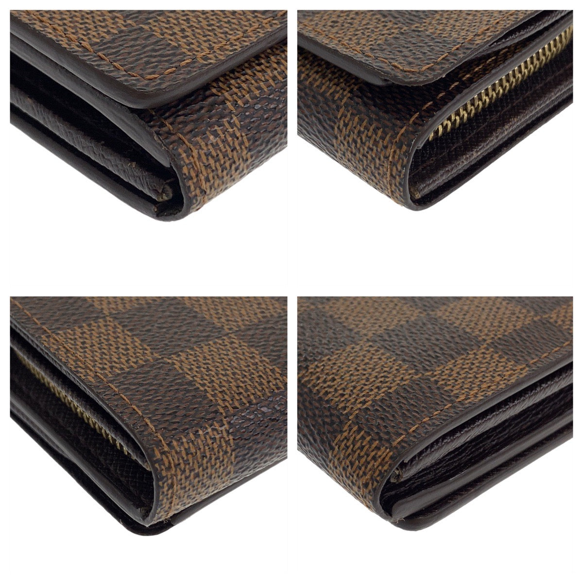 11123
 LOUIS VUITTON Damier Portefeuille Tresor Brown Gold Hardware PVC N61730 Folding Wallet Compact Wallet Women's