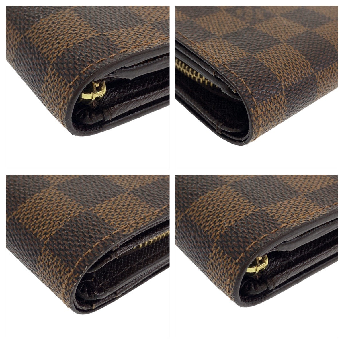 11123
 LOUIS VUITTON Damier Portefeuille Tresor Brown Gold Hardware PVC N61730 Folding Wallet Compact Wallet Women's