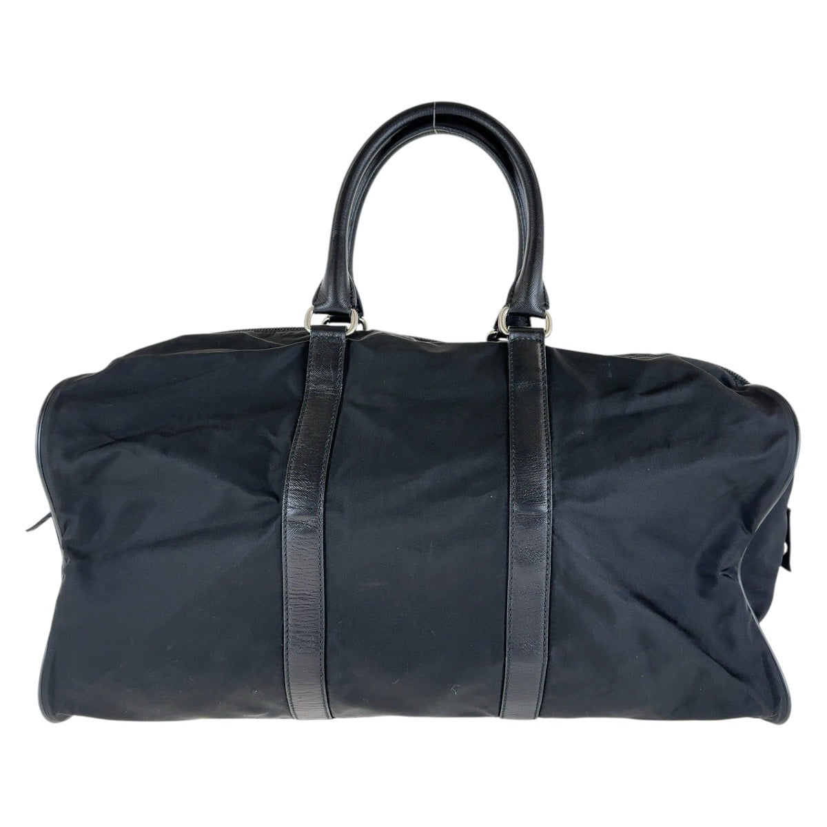 12851
PRADA プラダ テスート 三角ロゴプレート ブラック 黒 シルバー金具 ナイロン / レザー ボストンバッグ 男女兼用  レディース