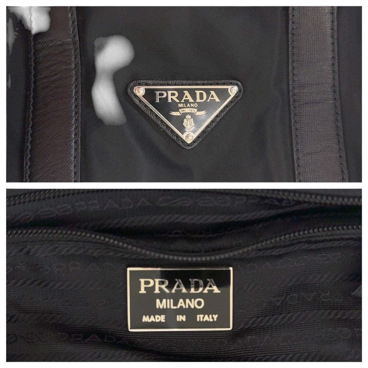 12851
PRADA プラダ テスート 三角ロゴプレート ブラック 黒 シルバー金具 ナイロン / レザー ボストンバッグ 男女兼用  レディース