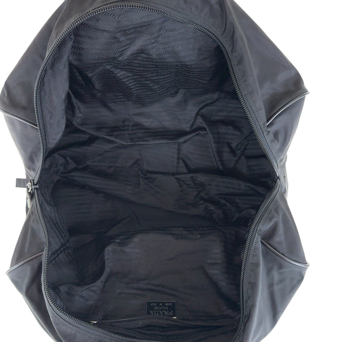 12851
PRADA プラダ テスート 三角ロゴプレート ブラック 黒 シルバー金具 ナイロン / レザー ボストンバッグ 男女兼用  レディース