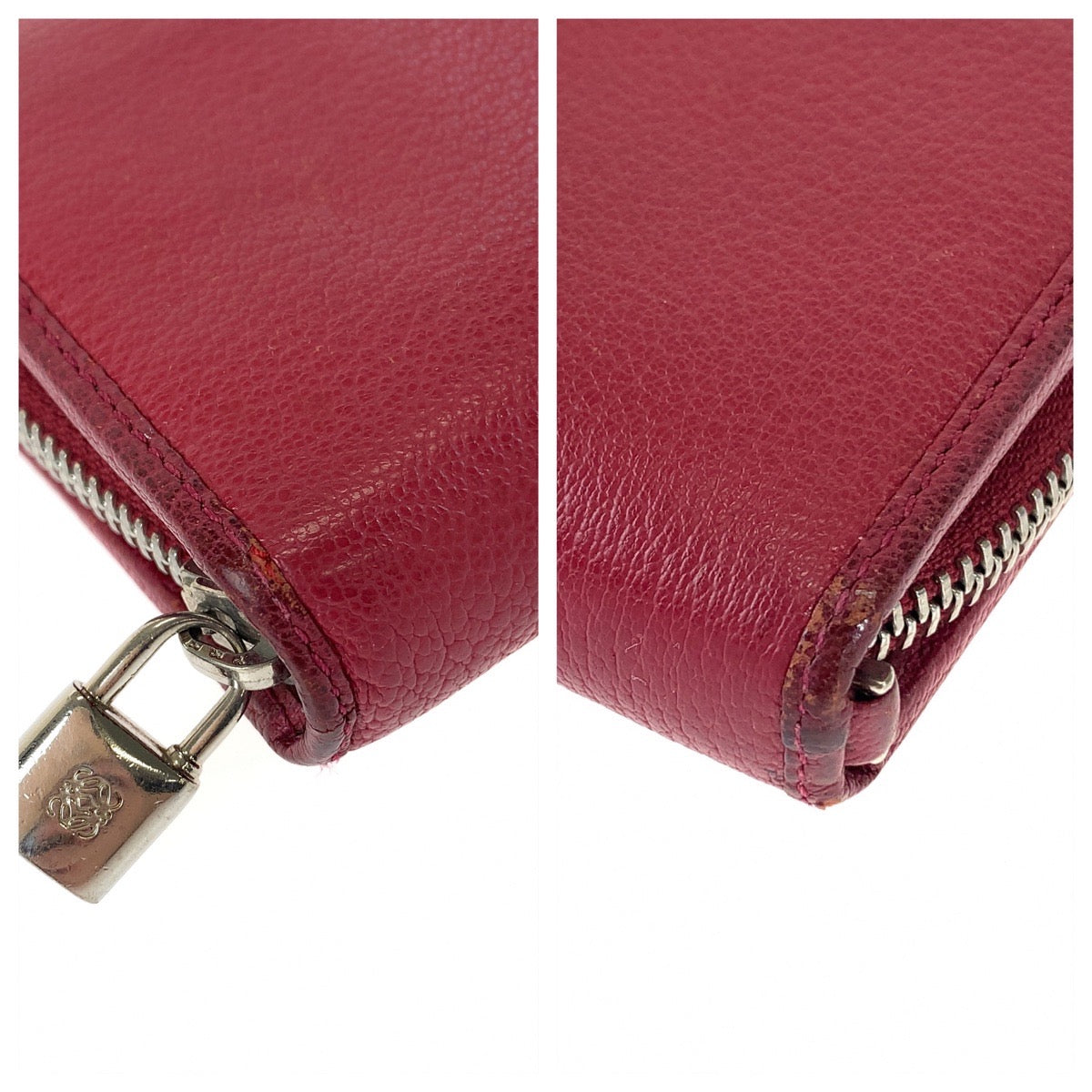 12481
LOEWE ロエベ アナグラム アマソナ レッド シルバー金具 レザー 113N95 F13 長財布 ラウンドファスナー  レディース