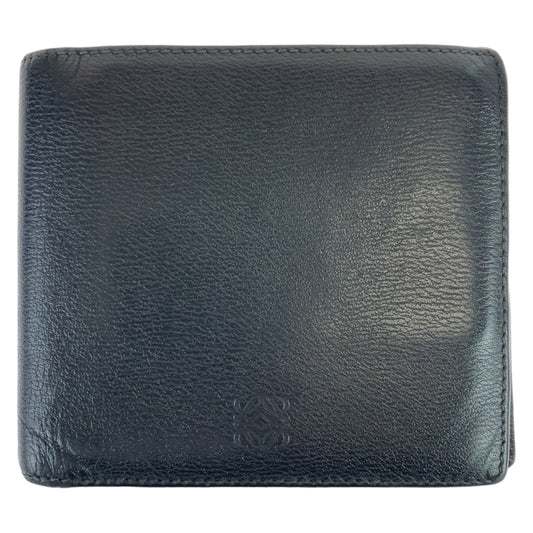 LOEWE ロエベ アナグラム ブラック 黒 ボルドー ワインレッド レザー 二つ折り財布 コンパクトウォレット  メンズ