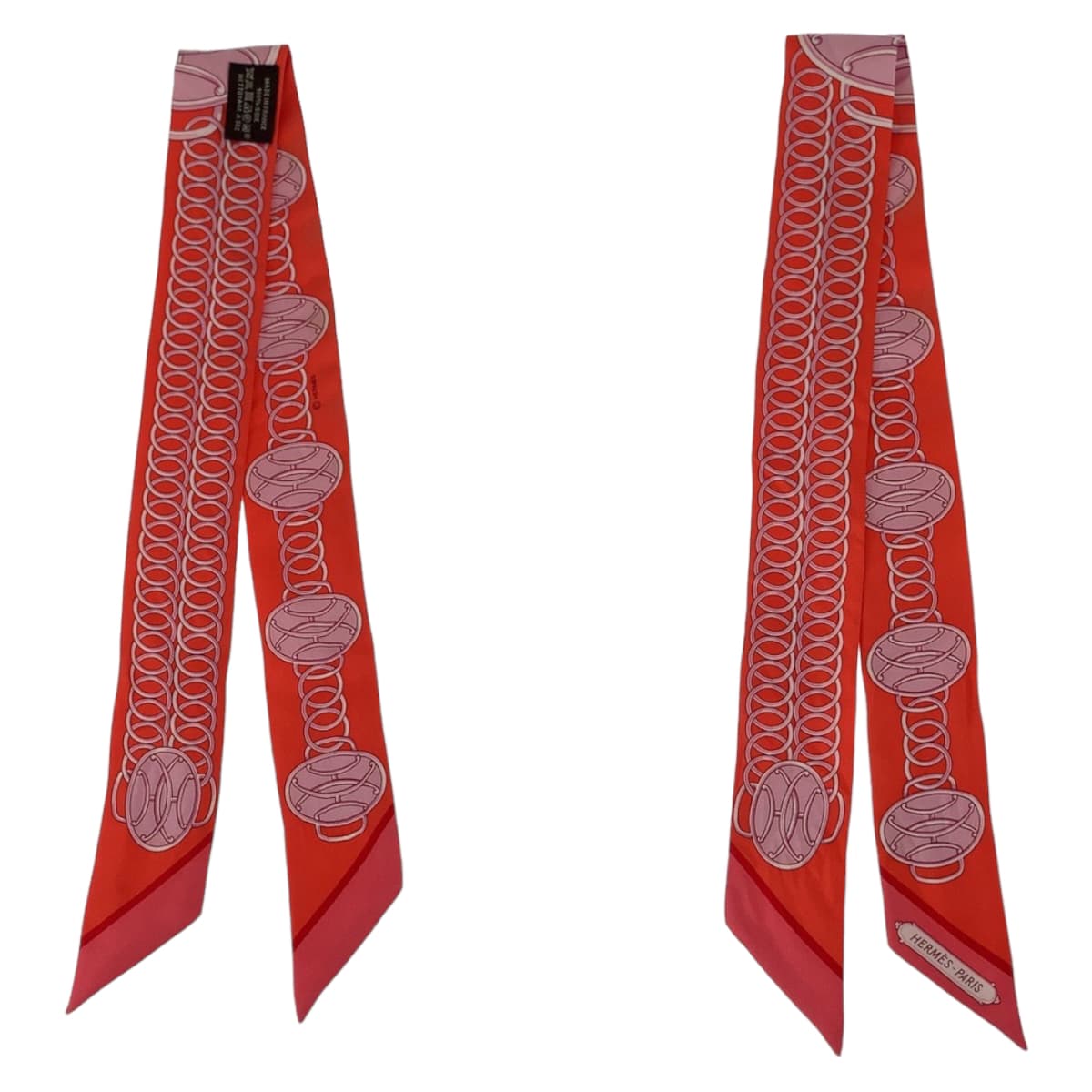 11135
HERMES エルメス LIFT PROFILE ツイリー レッド マルチカラー シルク スカーフ リボンスカーフ  レディース