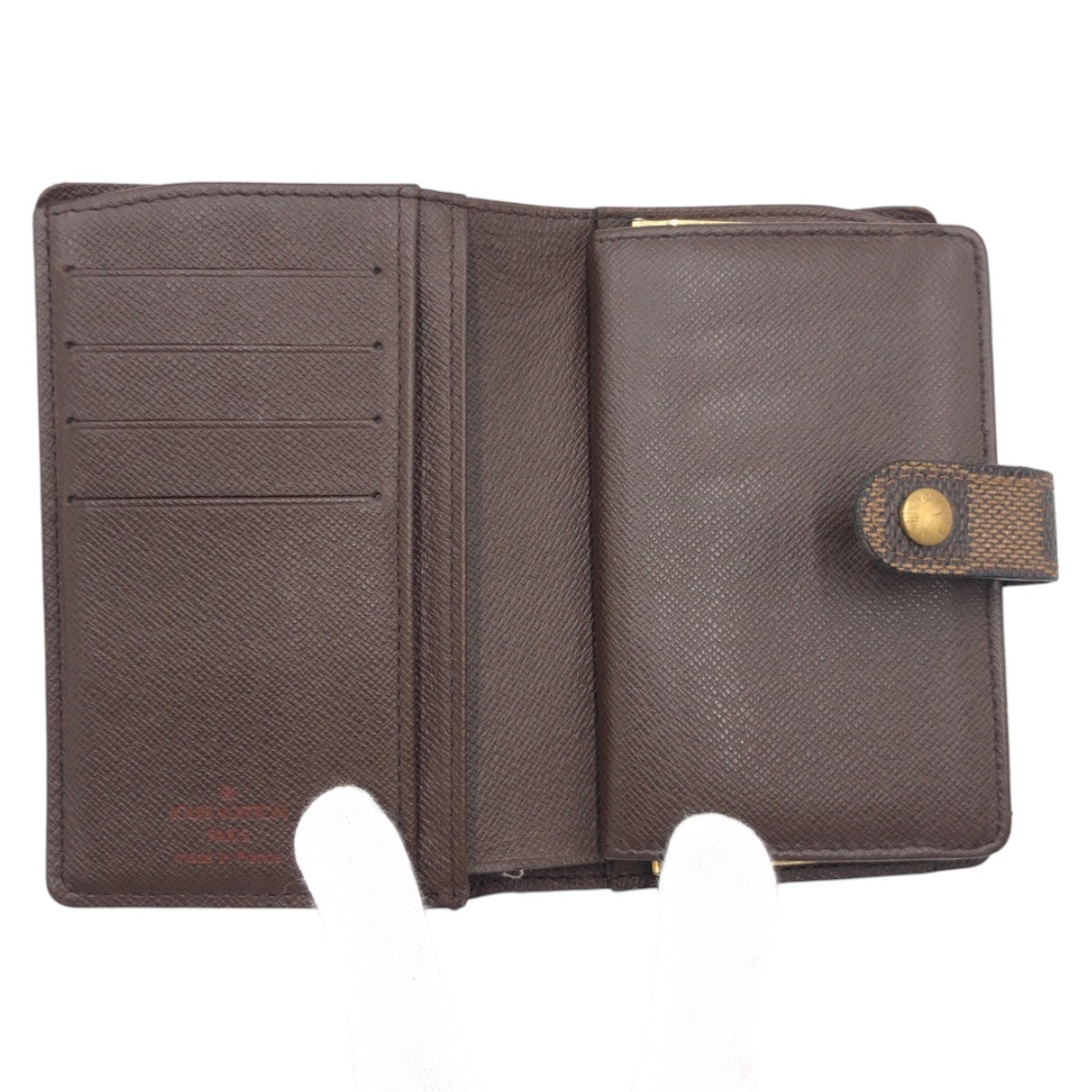 11136
LOUIS VUITTON ルイヴィトン ダミエ ポルトモネ ビエ ヴィエノワ ブラウン ゴールド金具 PVC N61664 がま口 折財布 コンパクトウォレット  レディース