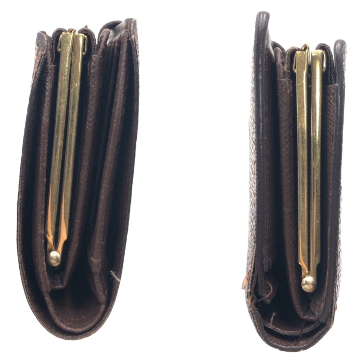 11136
LOUIS VUITTON ルイヴィトン ダミエ ポルトモネ ビエ ヴィエノワ ブラウン ゴールド金具 PVC N61664 がま口 折財布 コンパクトウォレット  レディース