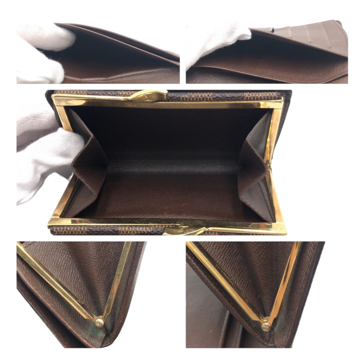 11136
LOUIS VUITTON ルイヴィトン ダミエ ポルトモネ ビエ ヴィエノワ ブラウン ゴールド金具 PVC N61664 がま口 折財布 コンパクトウォレット  レディース