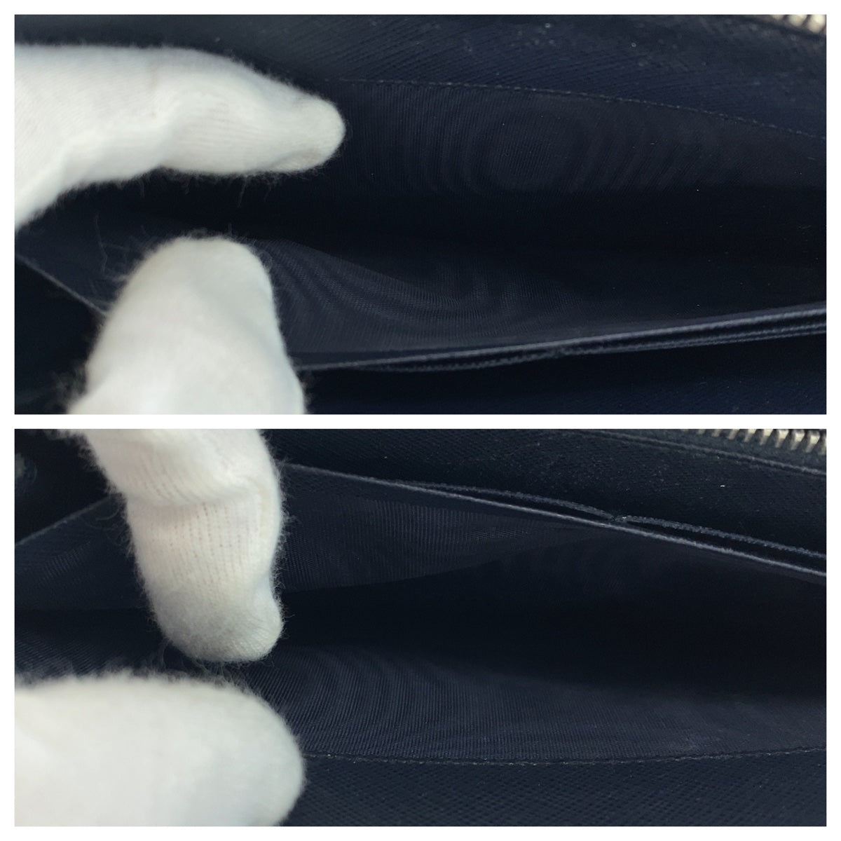 PRADA Prada Saffiano Navy Silver Hardware Leather Long Wallet Double Zip Round Zipper Organizer Men's