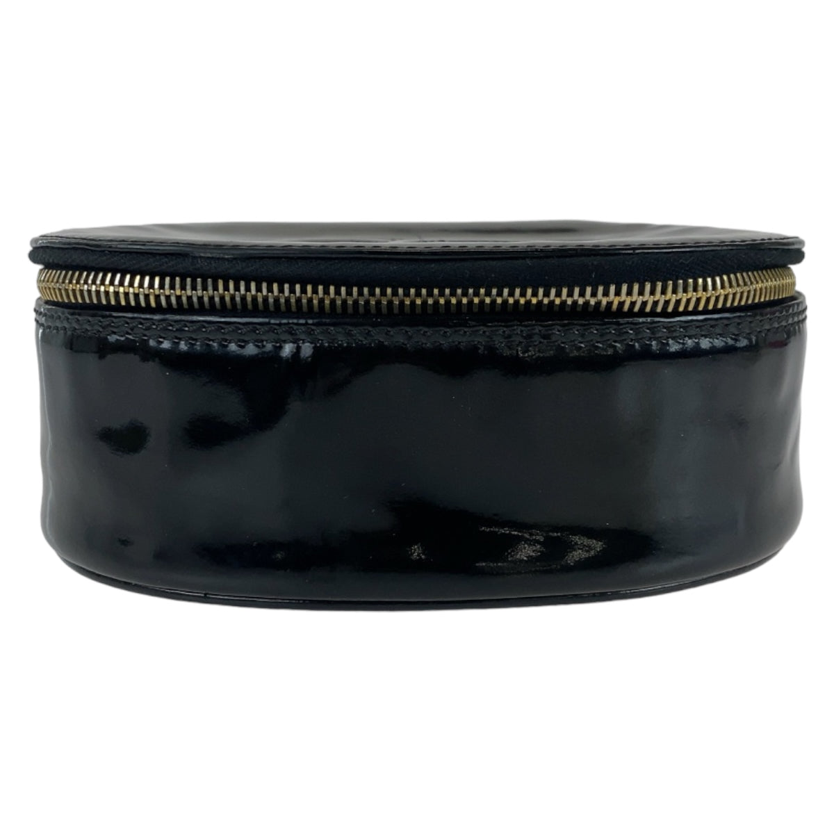 11138
CHANEL シャネル ココマーク 鏡付き ブラック 黒 ゴールド金具 エナメル ポーチ 小物入れ  レディース