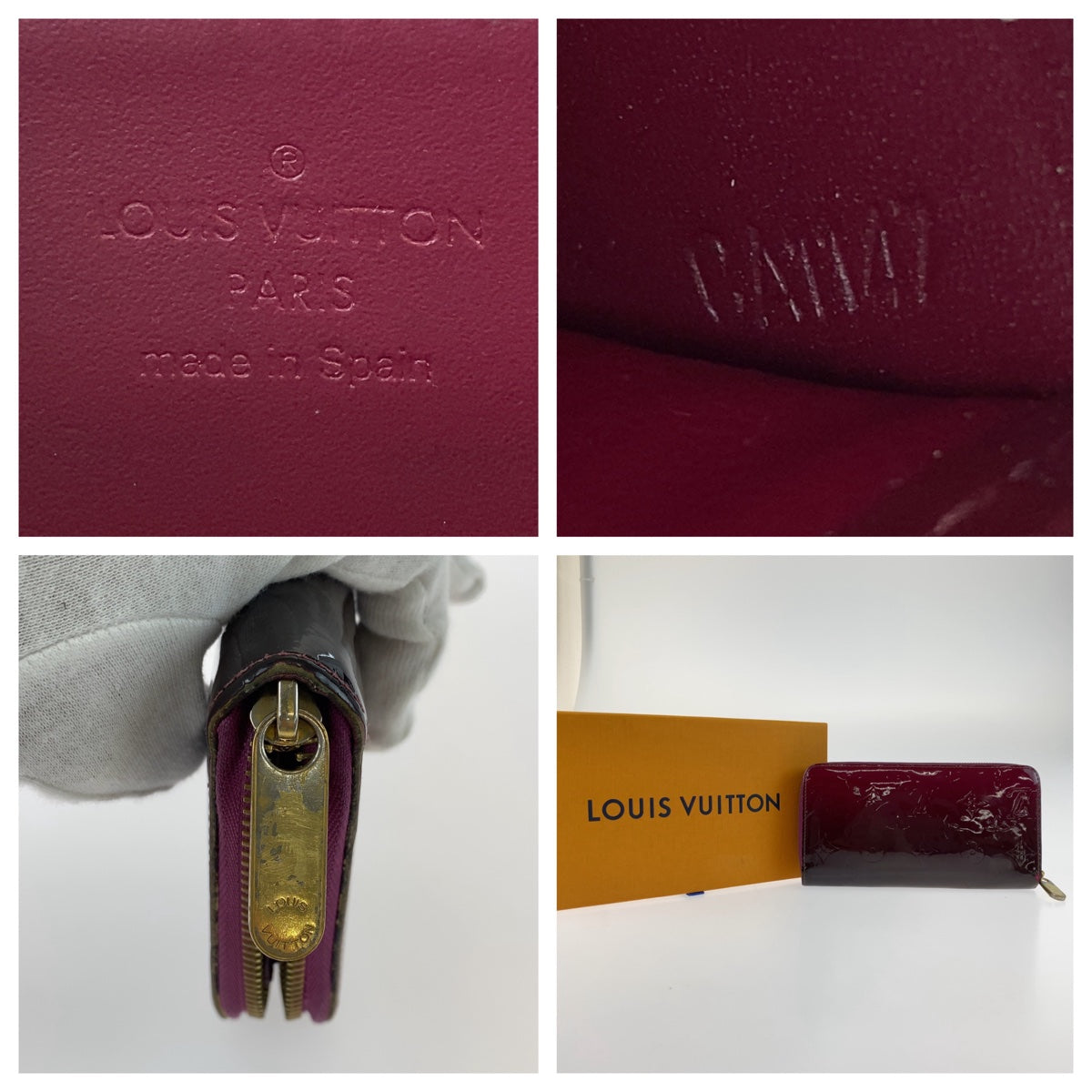 LOUIS VUITTON Louis Vuitton Vernis Portefeuille Zippy Wallet Wine Red Bordeaux Gradient Enamel M90972 Long Wallet Round Zipper Women's