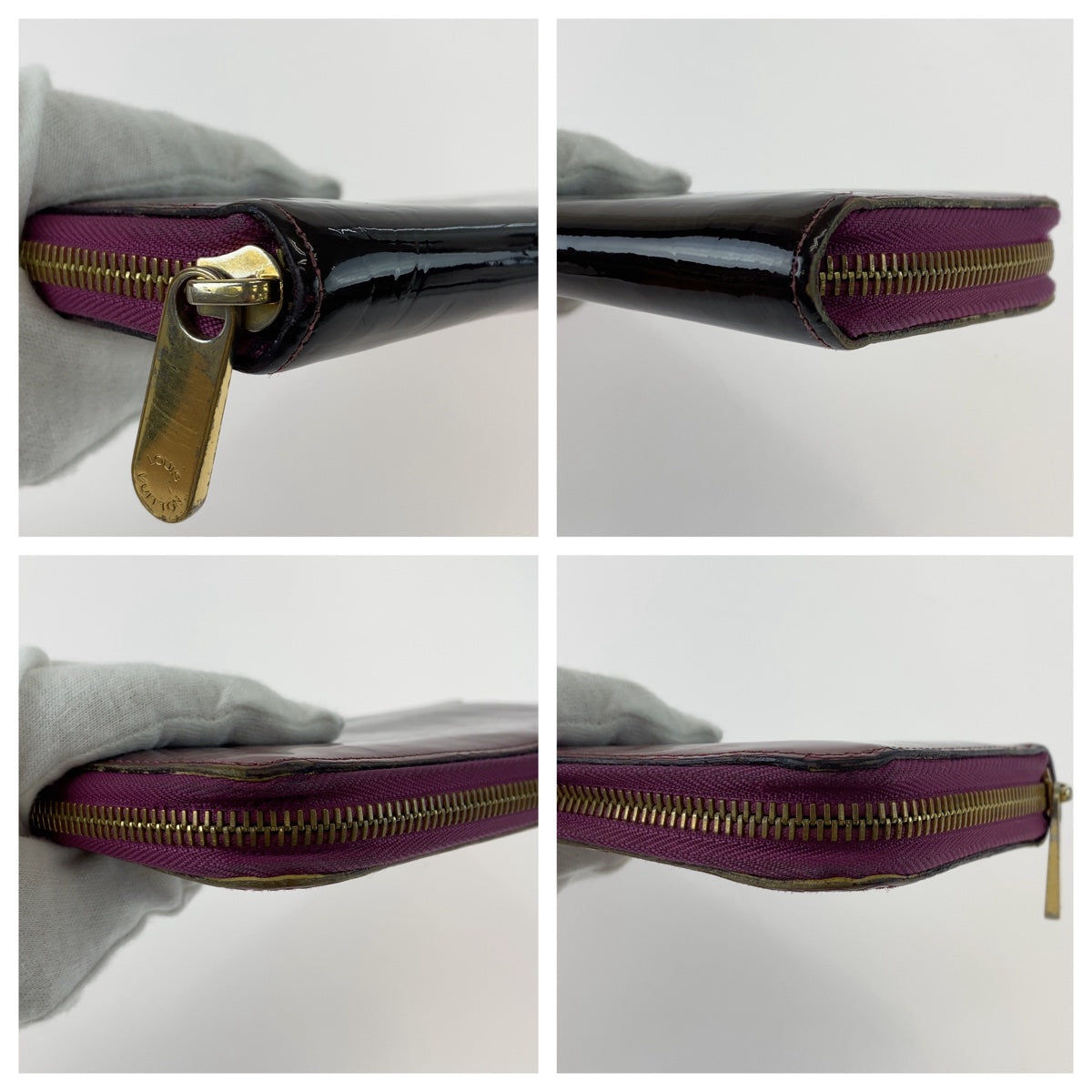 LOUIS VUITTON Louis Vuitton Vernis Portefeuille Zippy Wallet Wine Red Bordeaux Gradient Enamel M90972 Long Wallet Round Zipper Women's