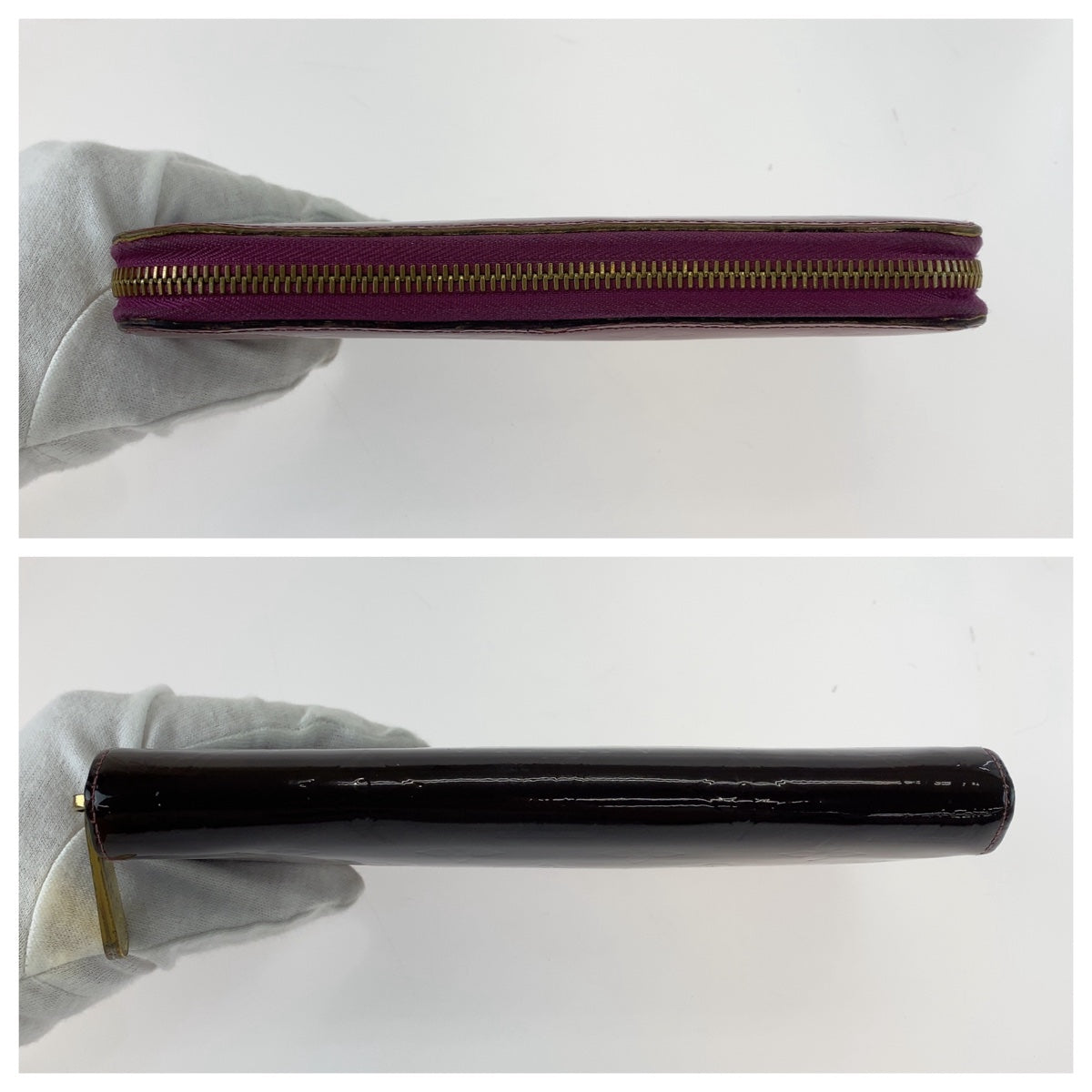 LOUIS VUITTON Louis Vuitton Vernis Portefeuille Zippy Wallet Wine Red Bordeaux Gradient Enamel M90972 Long Wallet Round Zipper Women's