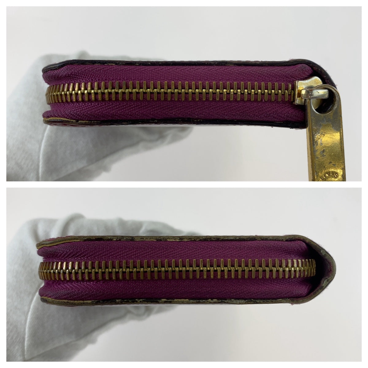 LOUIS VUITTON Louis Vuitton Vernis Portefeuille Zippy Wallet Wine Red Bordeaux Gradient Enamel M90972 Long Wallet Round Zipper Women's